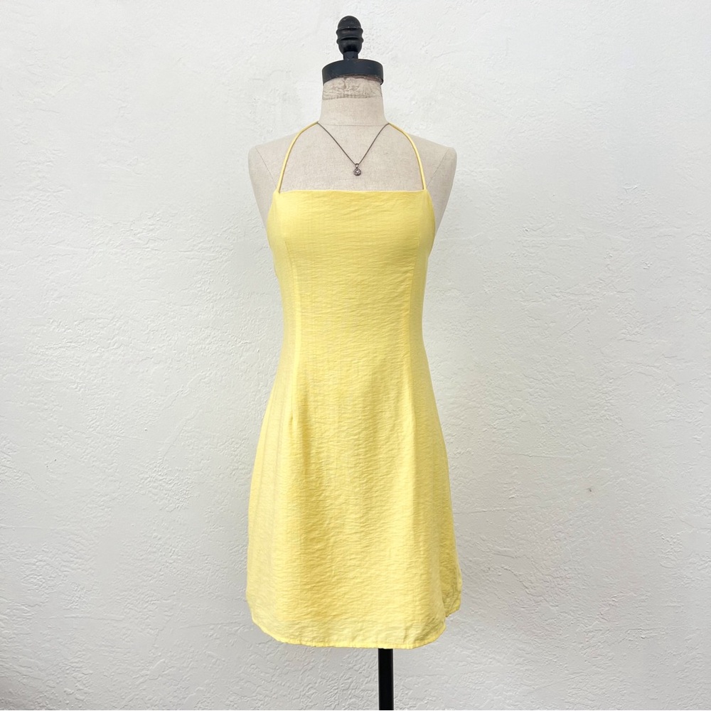 Tiger Mist Yellow Halter Strappy Mini Dress size small